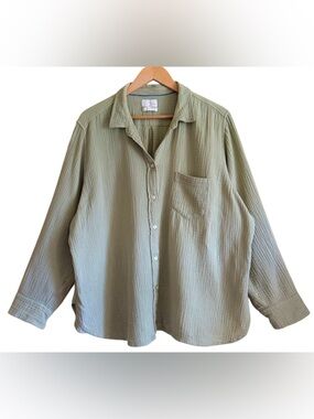 J. CREW 100% Cotton Oversized Lightweight Gauzy Casual Button Down Shirt Sz 22